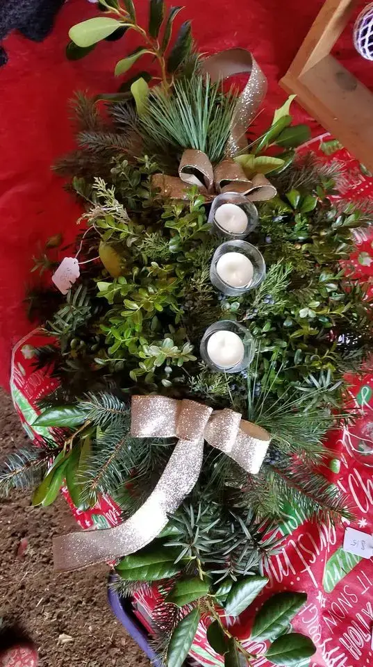 Holiday candle arrangement at Peterson Family Farm